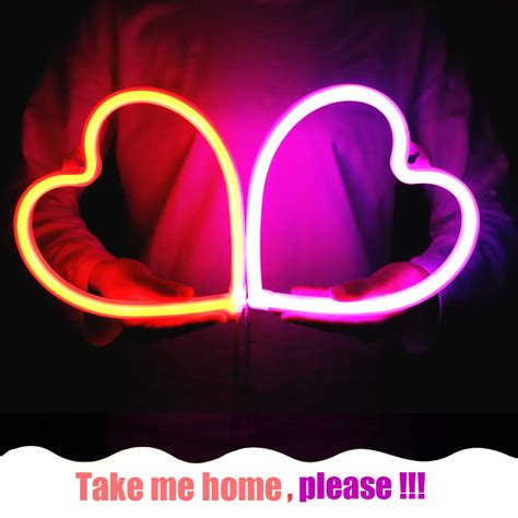 XIYUNTE Heart Neon Light Sign, Neon Heart Light Battery or USB Operated ...
