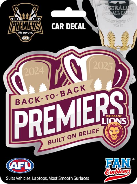 2025 AFL Premiers Back-to-Back Limited Edition Car Badge - Lions Shop - Brisbane Lions