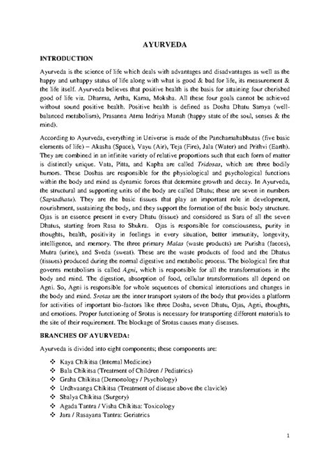 Ayurveda punjabi - good notes to read - AYURVEDA INTRODUCTION Ayurveda ...