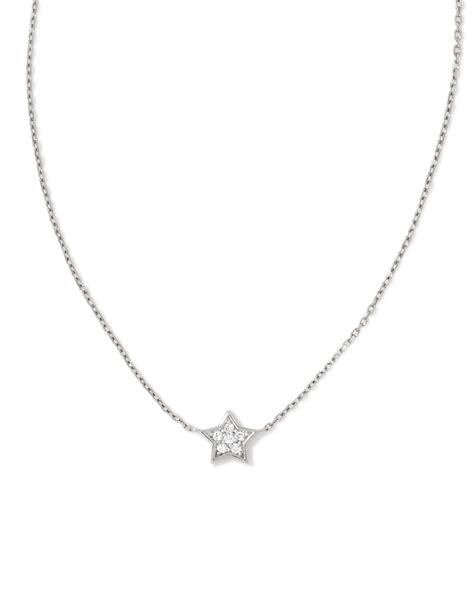 Womens White Gold Star Necklaces