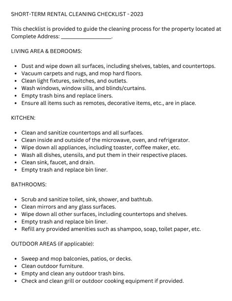 Short-term Rental Cleaning Checklist - Etsy