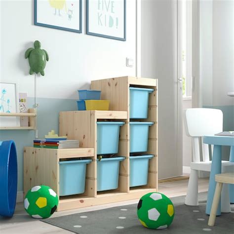 TROFAST storage combination with boxes, light white stained pine/light ...