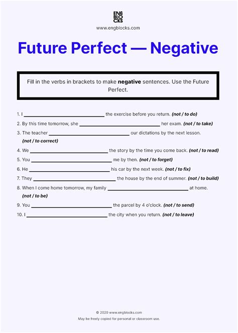 Future Perfect Negative Sentence 的图像结果