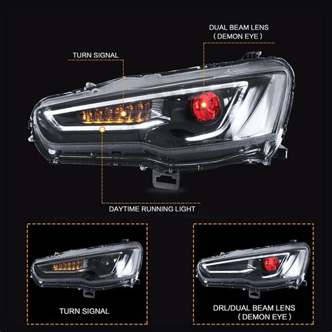 Buy Demon Eye Projector Headlights Spray Lacquer Housing for Mitsubishi ...