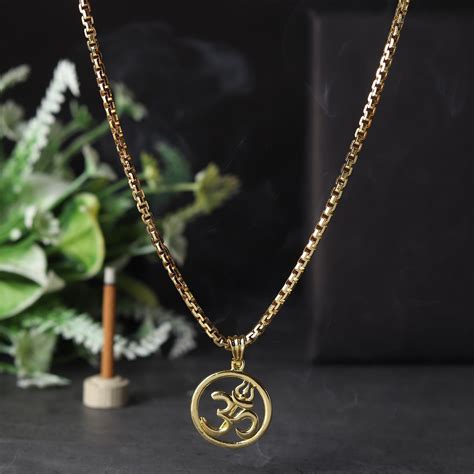Gold Plated Om Circle Pendant Necklace - Spiritual Elegance and ...