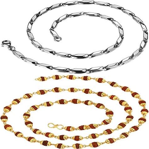 Buy Thrillz (FF367_FF358) Gold Plated Golden Silver Brass Combo Chain ...