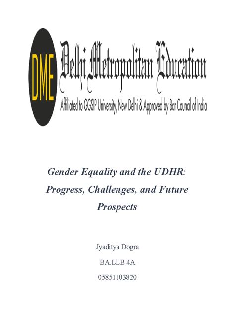 Human rights law - Gender Equality and the UDHR: Progress, Challenges ...