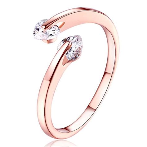 Via Mazzini Swiss Crystal Hearts Adjustable Proposal Ring for Women ...