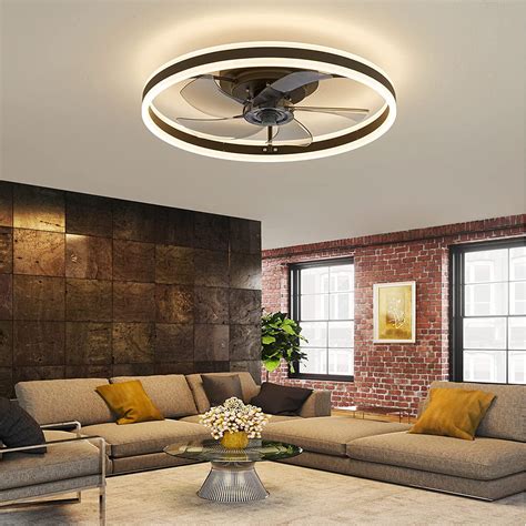 Modern Indoor Ceiling Fan with LED Lights, Bladeless, Black, Remote ...