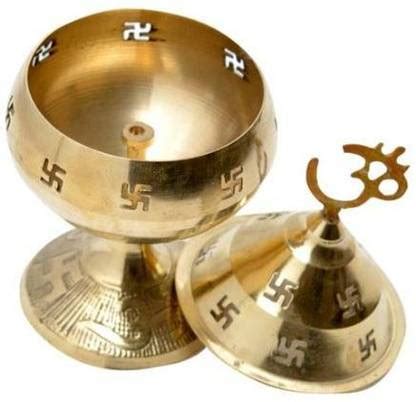 Navpatram Divine Akhand Jyoti Deepak/Om Swastik Diya Brass Table Diya ...