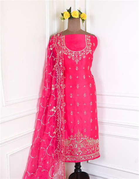 Khadi Magenta Unstitched Suit – CHAWLA SILK STORE