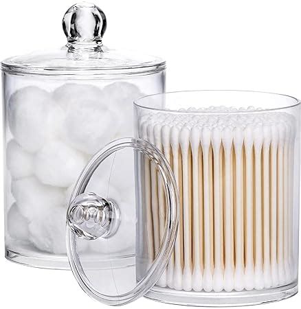Zollyss Plastic Cotton Swab Ball Pad Holder, 15 Oz Qtip Apothecary Jar ...