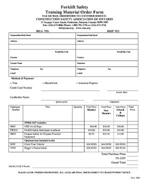 Fillable Online csao Forklift Order Form - csaoorg Fax Email Print ...