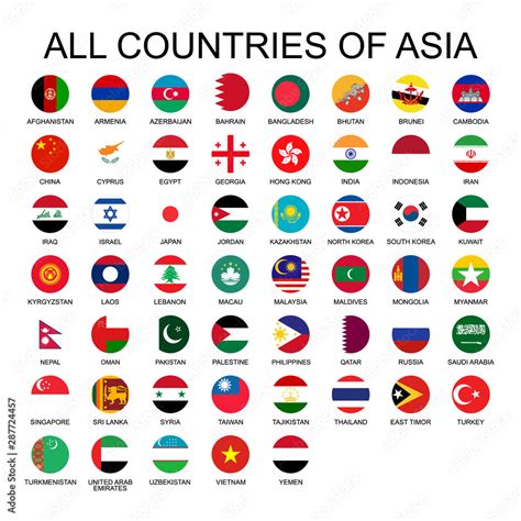 Asia Countries and Flags 的图像结果