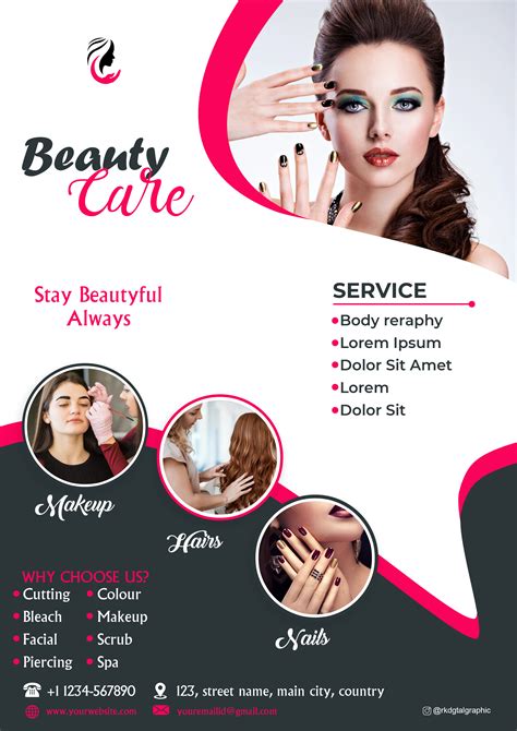 Beauty Parlour Pamphlet design Download for Free