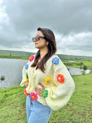 Buy SUGERCANDY Multicoloured Daisy Beige Cardigan (XS) Online