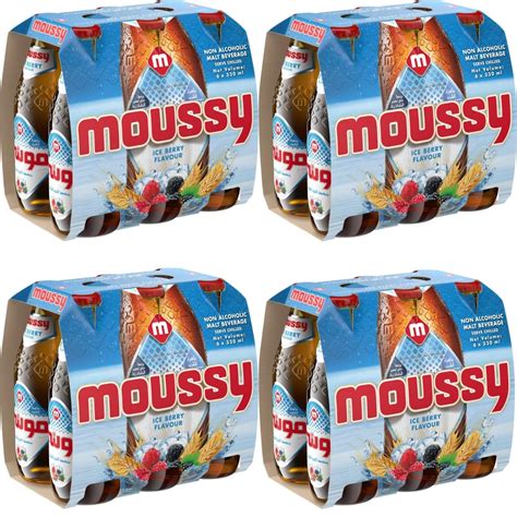 Moussy Non Alcoholic Beer Ice Berry Flavour, 330ml Each (Pack of 24, 24 ...