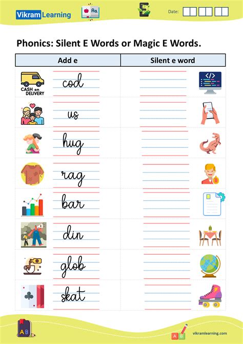 Download phonics silent e words or magic e words worksheets for free ...