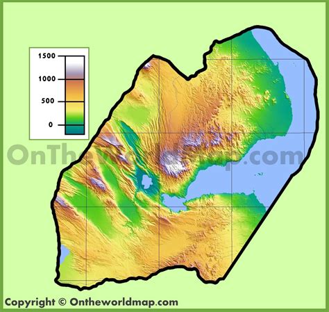 Djibouti physical map - Ontheworldmap.com