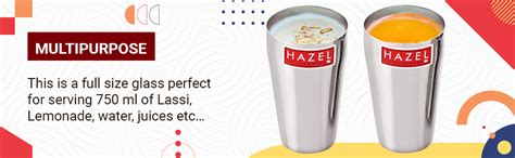 Buy HAZEL Stainless Steel Jumbo Lassi Glass | Steel Drinking Glass, 750 ...
