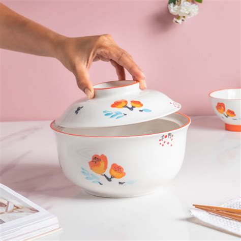Floral Heart Plates and Pot For 4 Online - Premium Dinner Set | Nestasia