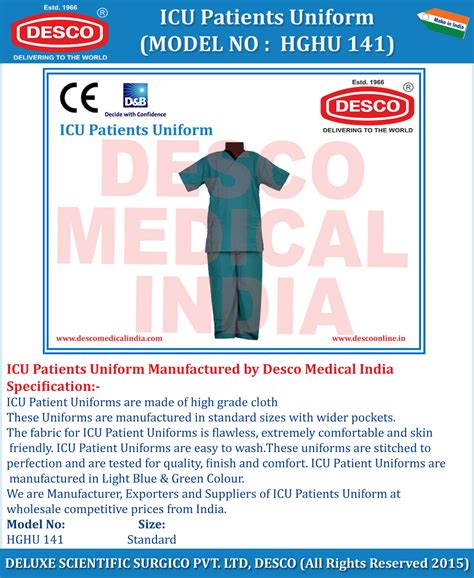 ICU Patients Uniform Manufacturer Supplier and Exporter India | Desco