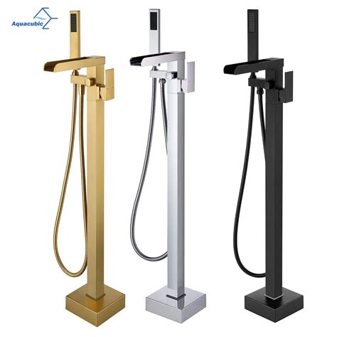 Aquacubic Freestanding Tub Filler Waterfall Bathtub Faucet Floor Mount ...