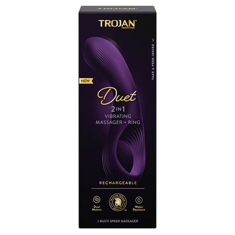 Trojan Duet Massager 2 in1 Dual Motors Multi-Speed Vibrator and Ring, 1 ...