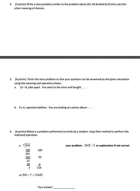 (Solved) - (3 Points) Write A Story Problem Similar To The Problem ...