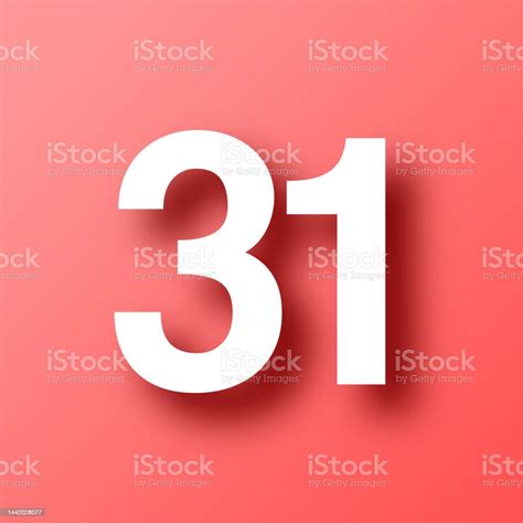Ilustración de 31 Número Treinta Y Uno Icono Sobre Fondo Rojo Con ...