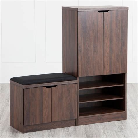 Buy Lewis Three-Door Shoe Cabinet with Cushioned Seater from Home ...