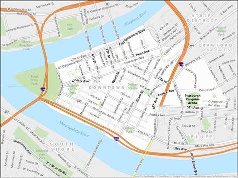 Detailed Downtown Pittsburgh Map