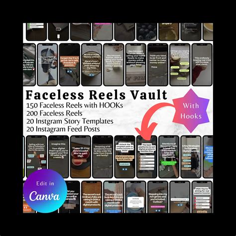 Faceless Reels Content Vault for Instagram & Tiktok, Canva Templates With Master Resell Rights ...