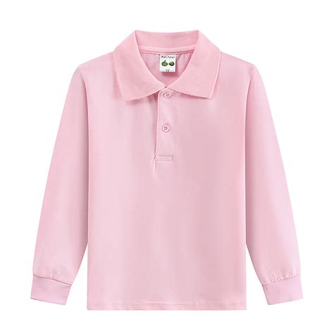 Boys Polo Shirt Kids Long Sleeve Shirts Pink Uniform Shirts for Boys ...