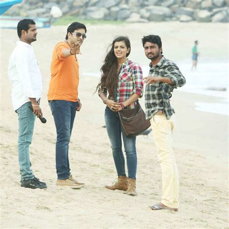 Suriya with Santhanam and Arya on the sets of Tamil movie Settai