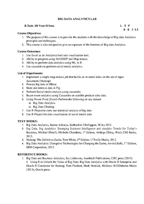III-BDA Lab Manual - BIG DATA ANALYTICS LAB B. III Year II Sem. L T P 0 ...