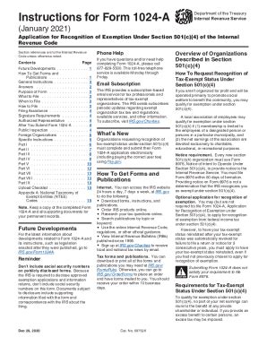 Fillable Online Instructions for Form 1024-A (Rev. January 2021 ...