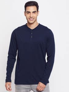 Harbor N Bay Solid Men Henley Neck Navy Blue T-Shirt - Buy Harbor N Bay ...