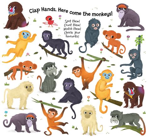 Clap Hands Book Series featuring Dinosaurs, Monkeys, Dogs, and Cats