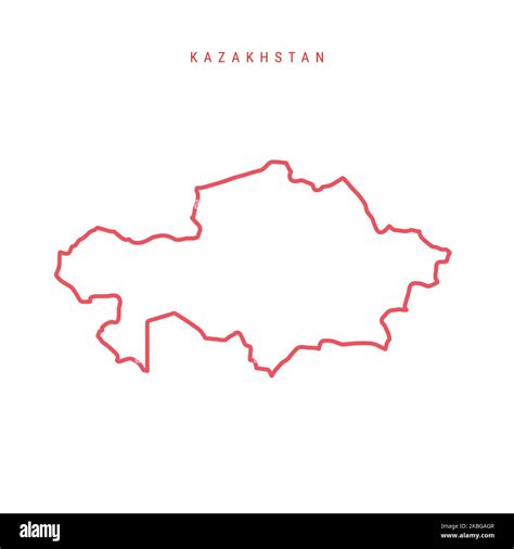 Kazakhstan outline map. Kazakh red border. Country name. illustration Stock Photo - Alamy