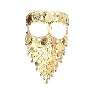 ZOOMELLA Cosplay Belly Dance Face Veil Metal Veils for Masquerade Party ...