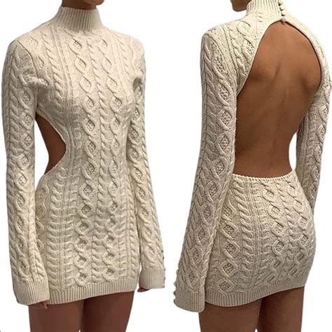 🆕 open back sweater dress | Long sleeve short dress, Sweater dress ...