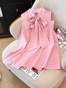 Regalyn Plus Size Women Sleeveless Solid Color Elegant 3D Floral Design ...