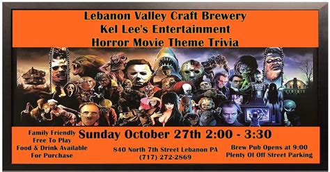 Horror Movie Theme Trivia at Lebanon County Craft Brewery, Lebanon ...