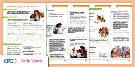 Transition | Early Years to Year 1 | Handout