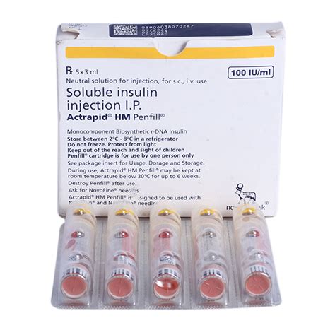 Actrapid Hm 100Iu/ml Penfill 5 x 3 ml Price, Uses, Side Effects ...