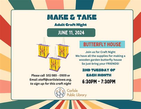 Make & Take Adult Craft Night - Butterfly House, 135 School St P.O. Box ...