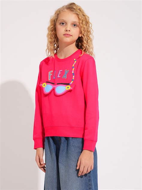 Girls Pink Graphic Print Sweatshirt