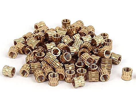 M2 Brass Metal Inserts (Threaded & Knurled Nuts) for Plastics/3D ...