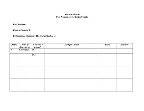 Image result for Assessment Matrix Template